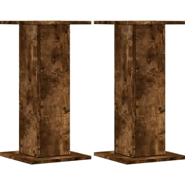 Outlet plantestativer 2 stk. 30x30x60 cm konstrueret træ røget eg Plantestativer