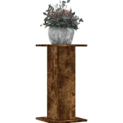 Outlet plantestativer 2 stk. 30x30x60 cm konstrueret træ røget eg Plantestativer