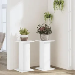 Discount plantestativer 2 stk. 30x30x60 cm konstrueret træ hvid Plantestativer
