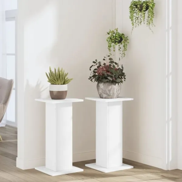Discount plantestativer 2 stk. 30x30x60 cm konstrueret træ hvid Plantestativer
