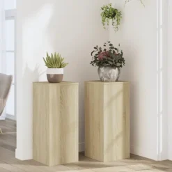 Outlet plantestativer 2 stk. 30x30x70 cm konstrueret træ sonoma-eg Plantestativer