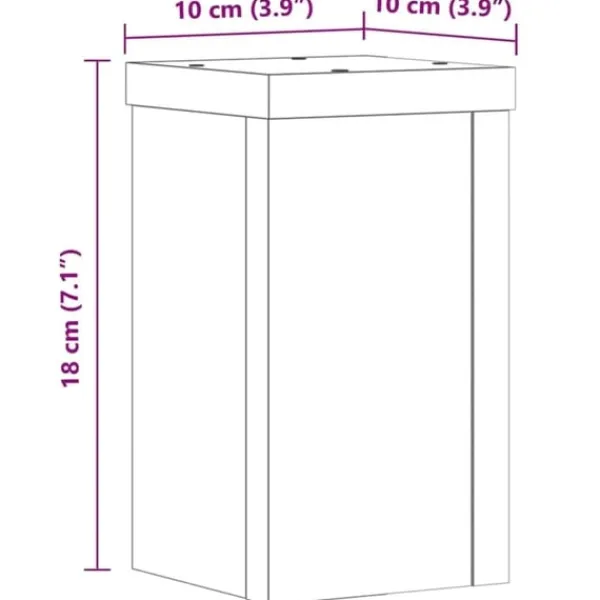 vidaXL Plantestativer^plantestativer 2 stk. 10x10x18 cm konstrueret træ egetræsfarvet