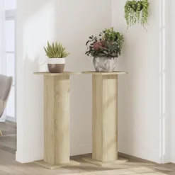 vidaXL Krukker & Plantebeholdere^plantestativer 2 stk. 30x30x80 cm konstrueret træ sonoma-eg