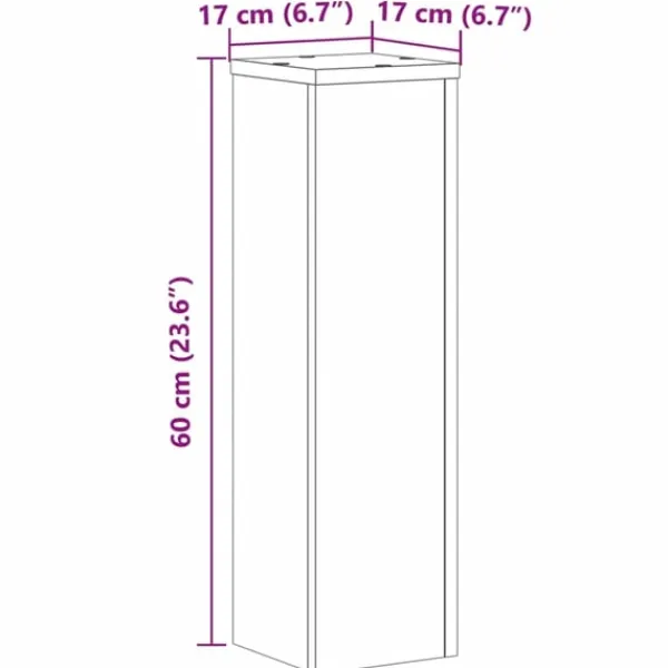 Clearance plantestativer 2 stk. 17x17x60 cm konstrueret træ grå sonoma-eg Plantestativer