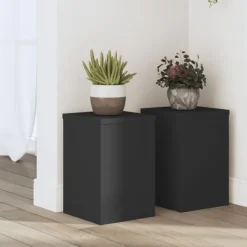 Best plantestativer 2 stk. 20x20x30 cm konstrueret træ sort Plantestativer