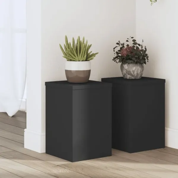 Best plantestativer 2 stk. 20x20x30 cm konstrueret træ sort Plantestativer