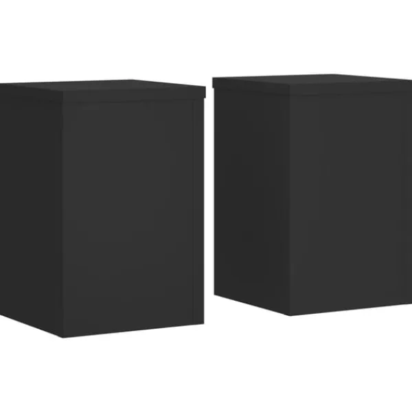Best plantestativer 2 stk. 20x20x30 cm konstrueret træ sort Plantestativer