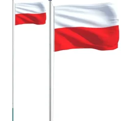 vidaXL Flag & Vindposer^Polen flag og flagstang 6,23 m aluminium