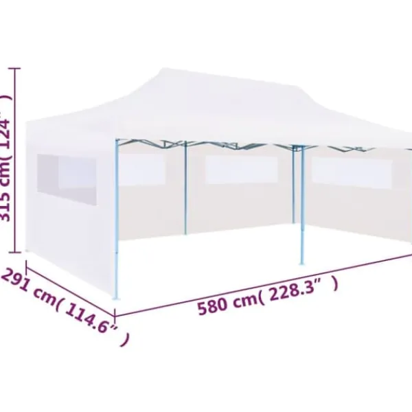 vidaXL Telte & Lysthuse^pop op-festtelt 3x6 m med sidevægge foldbart stål hvid - Festtelte & havepavilloner