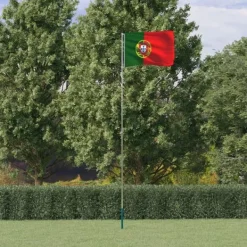 vidaXL Flag & Vindposer^Portugal flag og flagstang 5,55 m aluminium