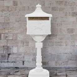 vidaXL Postkasser & Brevindkast^postkasse med piedestal aluminium vintagestil rustbestandig hvid - Postkasser