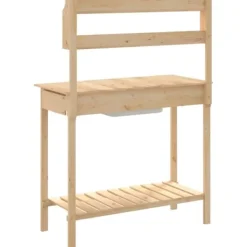 Hot pottebænk med vask 147,5x44x139,5 cm massivt grantræ - Planteborde Plantningsbænke