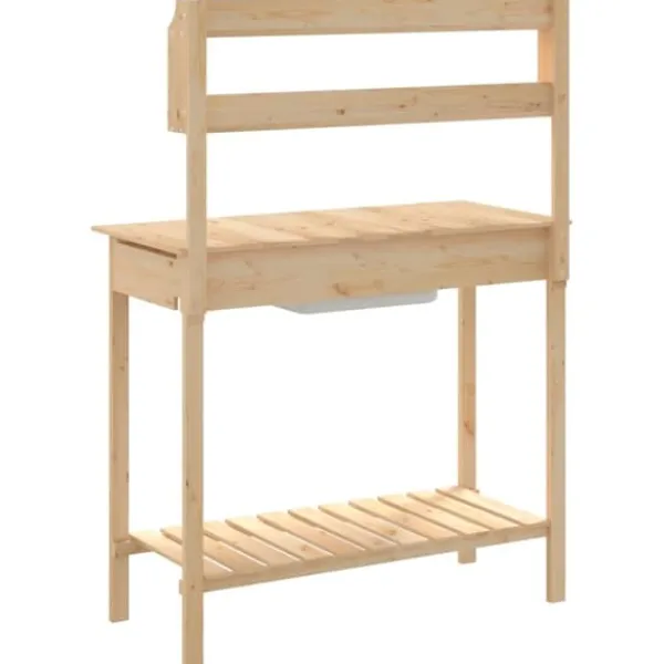 Hot pottebænk med vask 147,5x44x139,5 cm massivt grantræ - Planteborde Plantningsbænke