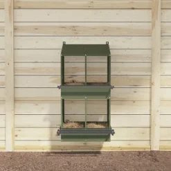 Outlet redekasse til høns med 4 rum metal olivengrøn Til Fugle & Småvildt