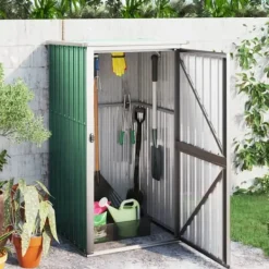 vidaXL Skure, Garager & Carports^redskabsskur til haven 88x89x161 cm galvaniseret stål grøn - Skure & Redskabsskure