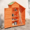 vidaXL Skure, Garager & Carports^redskabsskur til haven 120x53,5x170 cm massivt fyrretræ brun - Skure & Redskabsskure