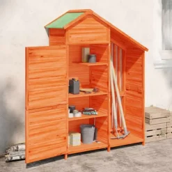 vidaXL Skure, Garager & Carports^redskabsskur til haven 120x53,5x170 cm massivt fyrretræ brun - Skure & Redskabsskure