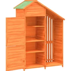 vidaXL Skure, Garager & Carports^redskabsskur til haven 120x53,5x170 cm massivt fyrretræ brun - Skure & Redskabsskure