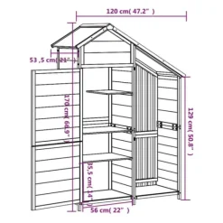 vidaXL Skure, Garager & Carports^redskabsskur til haven 120x53,5x170 cm massivt fyrretræ brun - Skure & Redskabsskure