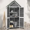 vidaXL Skure, Garager & Carports^redskabsskur til haven 89x52,5x175 cm massivt fyrretræ grå - Skure & Redskabsskure