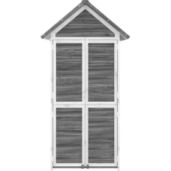 vidaXL Skure, Garager & Carports^redskabsskur til haven 89x52,5x175 cm massivt fyrretræ grå - Skure & Redskabsskure