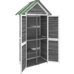 vidaXL Skure, Garager & Carports^redskabsskur til haven 89x52,5x175 cm massivt fyrretræ grå - Skure & Redskabsskure
