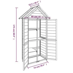 vidaXL Skure, Garager & Carports^redskabsskur til haven 89x52,5x175 cm massivt fyrretræ grå - Skure & Redskabsskure