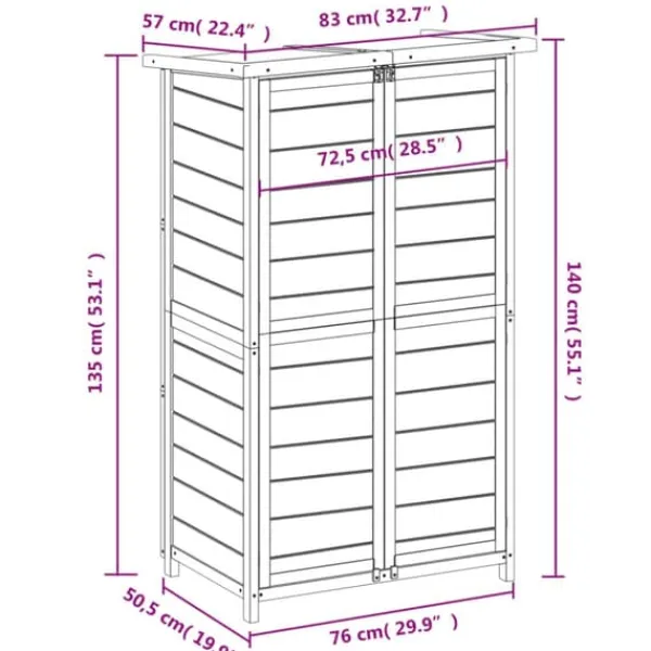 Clearance redskabsskur til haven 83x57x140 cm massivt fyrretræ mokkafarve - Skure & Redskabsskure Skure, Garager & Carports
