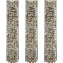 Discount rundt gabion-havebede 3 stk. Ø30x150 cm galvaniseret stål - Plantekrukker Krukker & Plantebeholdere