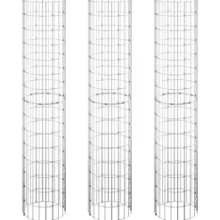Discount rundt gabion-havebede 3 stk. Ø30x150 cm galvaniseret stål - Plantekrukker Krukker & Plantebeholdere
