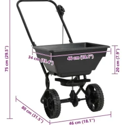 vidaXL Snerydning^saltspreder strøvogn PVC og stål 92 x 46 x 70 cm 15 l