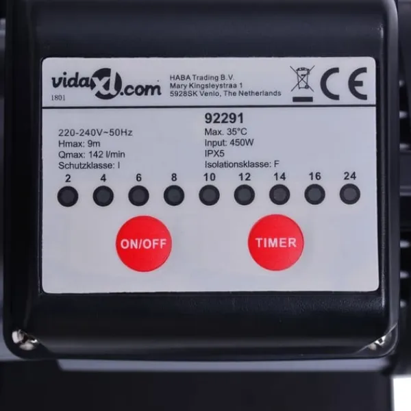 vidaXL Pool- & Spatilbehør^sandfilterpumpe med timer 450 W 25 l