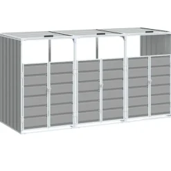 vidaXL Havekurve^skraldespandsskjuler 216x81x115 cm 3 rum stål grå