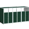 New skraldespandsskjuler 216x81x115 cm 3 rum stål grøn Havekurve