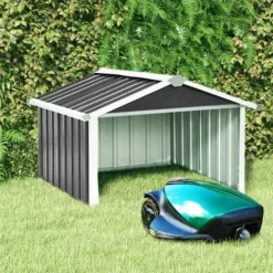 vidaXL Skure, Garager & Carports^skur til robotplæneklipper 92x97x63 cm galvaniseret stål grå - Skure & Redskabsskure