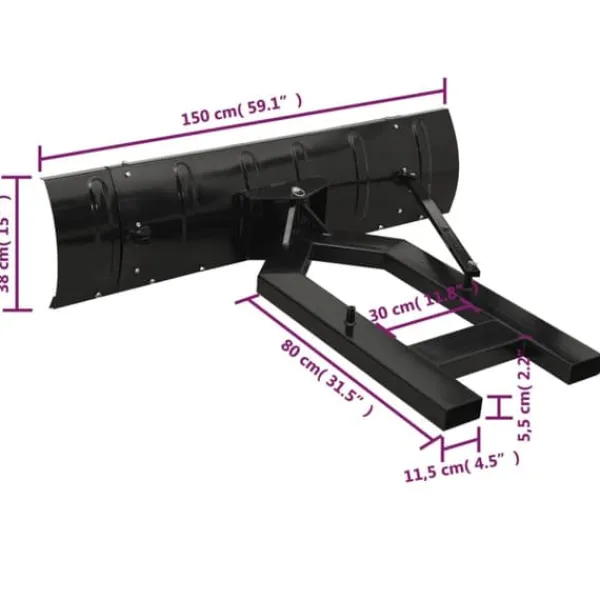vidaXL Snerydning^sneplov til gaffeltruck 150x38 cm sort - Sneskovle