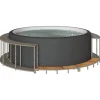 Discount spakant med opbevaring og trætrin polyrattan grå Spa & Udendørsbad