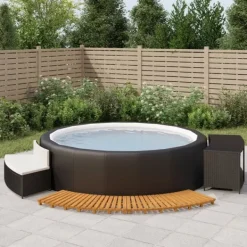 vidaXL Spa & Udendørsbad^spakant polyrattan og massivt akacietræ sort