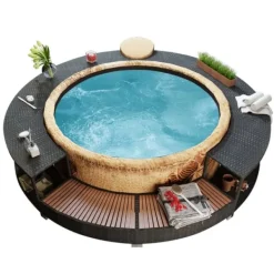 Hot spakant polyrattan sort Spa & Udendørsbad