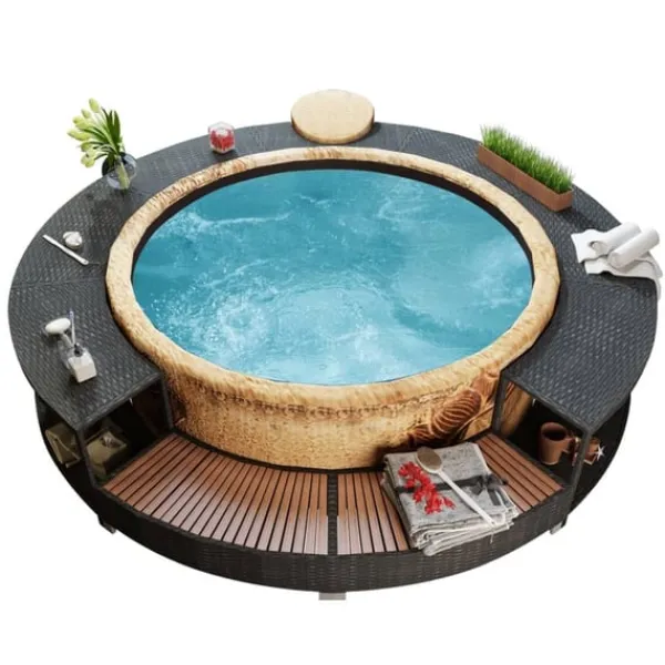 Hot spakant polyrattan sort Spa & Udendørsbad