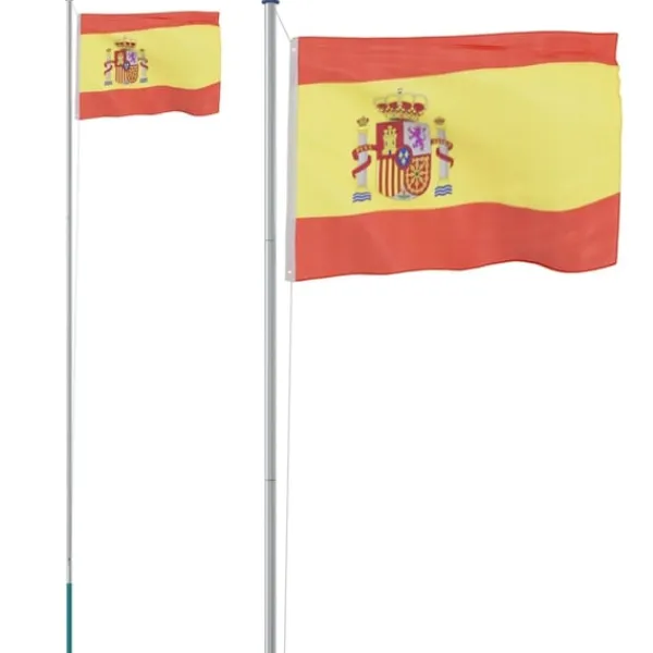 Spanien flag og flagstang 6,23 m aluminium Flag & Vindposer