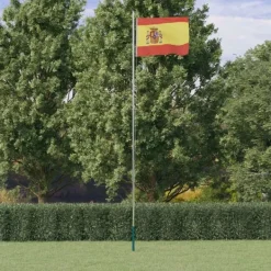 Spanien flag og flagstang 6,23 m aluminium Flag & Vindposer