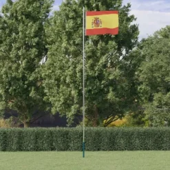 Outlet Spanien flag og flagstang 6,23 m aluminium - Flag & vimpler Flag & Vindposer