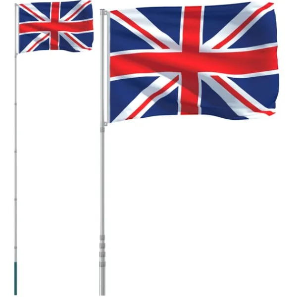 Best Storbritannien flag og flagstang 5,55 m aluminium Flag & Vindposer