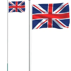 vidaXL Flag & Vindposer^Storbritannien flag og flagstang 6,23 m aluminium