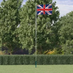 vidaXL Flag & Vindposer^Storbritannien flag og flagstang 6,23 m aluminium