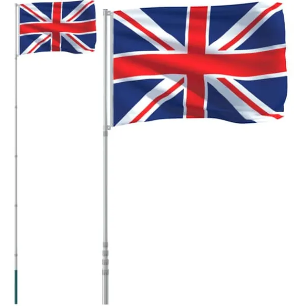 Storbritannien flag og flagstang 5,55 m aluminium - Flag & vimpler Flag & Vindposer