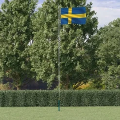 vidaXL Flag & Vindposer^Sverige flag og flagstang 6,23 m aluminium