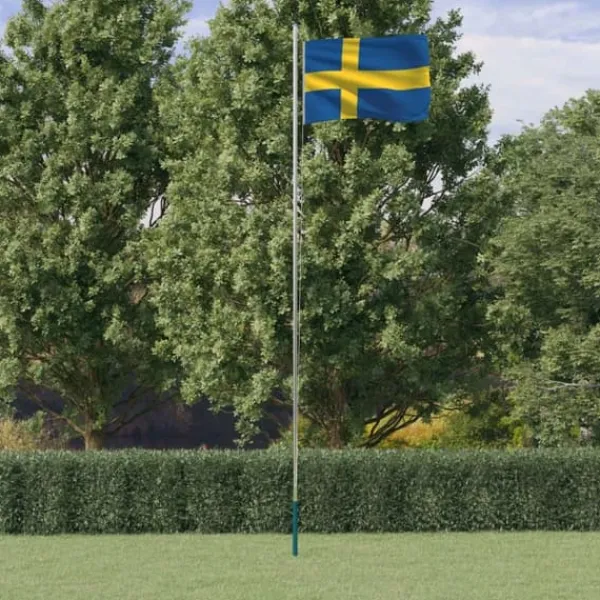 Sale Sverige flag og flagstang 6,23 m aluminium - Flag & vimpler Flag & Vindposer