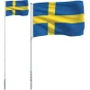 Clearance Sverige flag og flagstang 5,55 m aluminium Flag & Vindposer